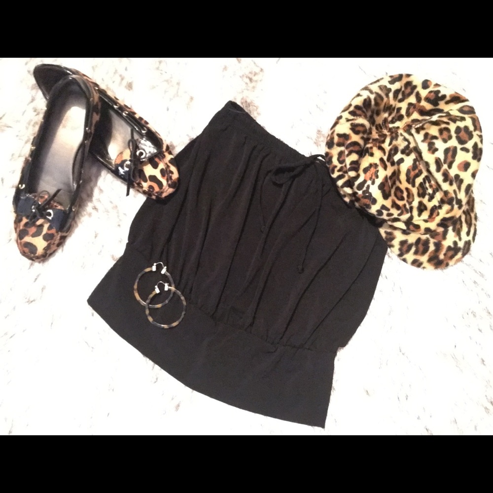 Dressy Black Tube Strapless Blousy Top